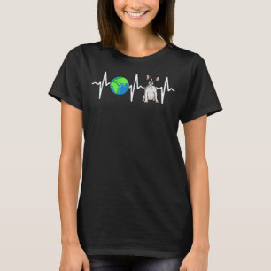 Globe Planet Earth French Bulldog Heartbeat Dog T-Shirt