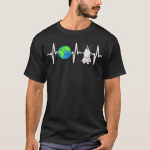 Globe Planet Earth Papillon Heartbeat Dog Lover T-Shirt