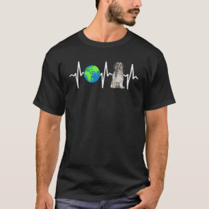 Globe Planet Earth Pyrenean Shepherd Heartbeat Dog T-Shirt