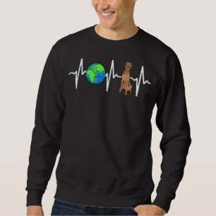 Globe Planet Earth Wirehaired Vizsla Heartbeat Dog Sweatshirt