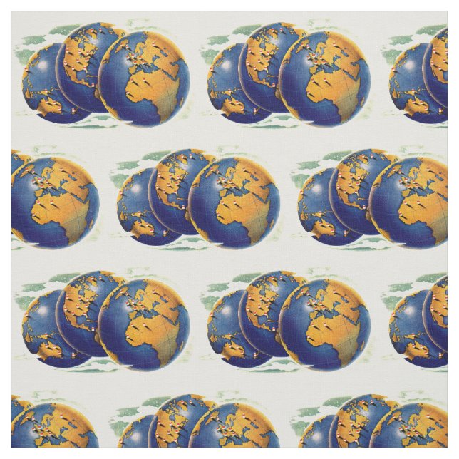 globe print fabric (Swatch)