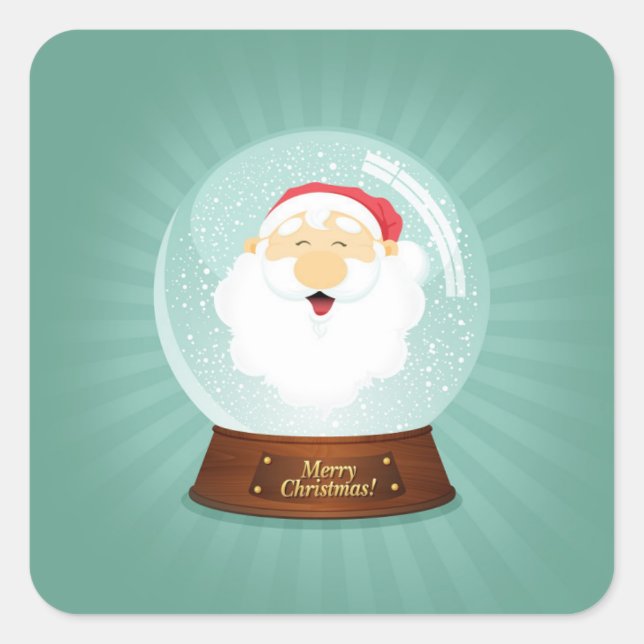 Globe Santa Claus Face Square Sticker (Front)