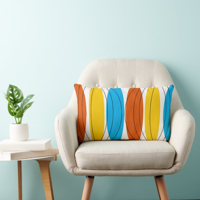 Globe Stripe throw pillow blue back lumbar (Chair)
