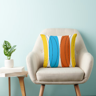 Globe Stripe throw pillow dark orange back square