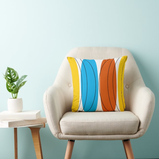 Globe Stripe throw pillow dark orange back square (Chair)