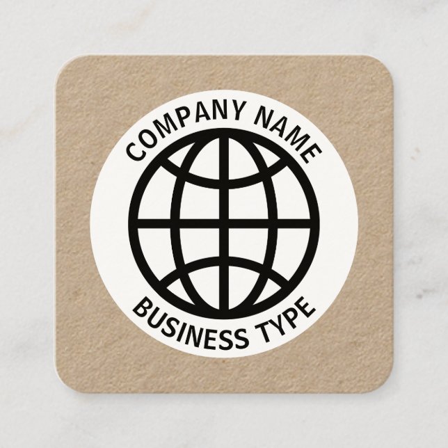 Globe Symbol -  Kraft Square Business Card (Front)