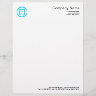 Globe Symbol - Sky Blue Personalized Letterhead