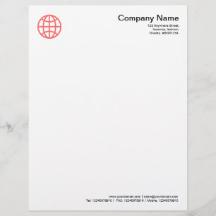 Globe Symbol - Tropical Pink Letterhead Template
