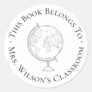 Globe Teacher Bookplate Label