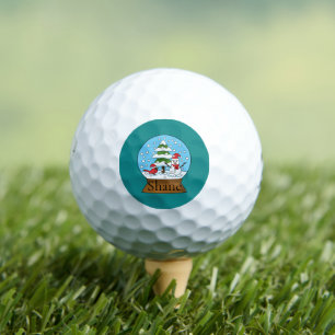 Globe w Cardinal Snowman & Pine Tree Personalise Golf Balls
