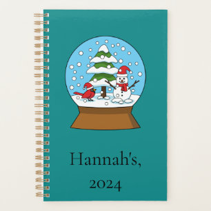Globe w Cardinal Snowman & Pine Tree   Personalise Planner
