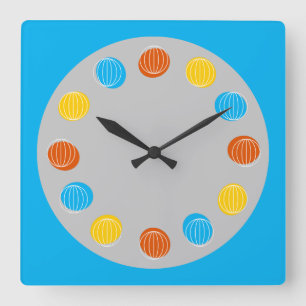 Globe White blue square Wall Clock