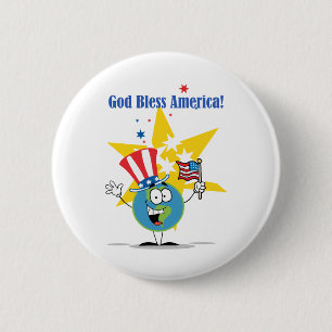 Globe with American Flag 6 Cm Round Badge
