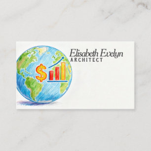 Globe with Dollar Symbol and Rising Graph Business Card