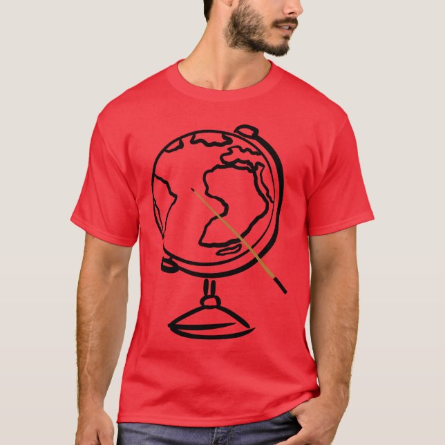 Globe with Pointer stick Geography Education boy T-Shirt (Front)