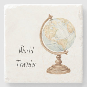 Globe World Traveller Stone Coaster