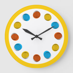 Globe yellow round large clock