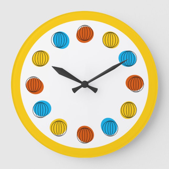 Globe yellow round large clock (Front)