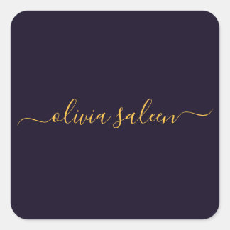 Gloden black personalised square sticker