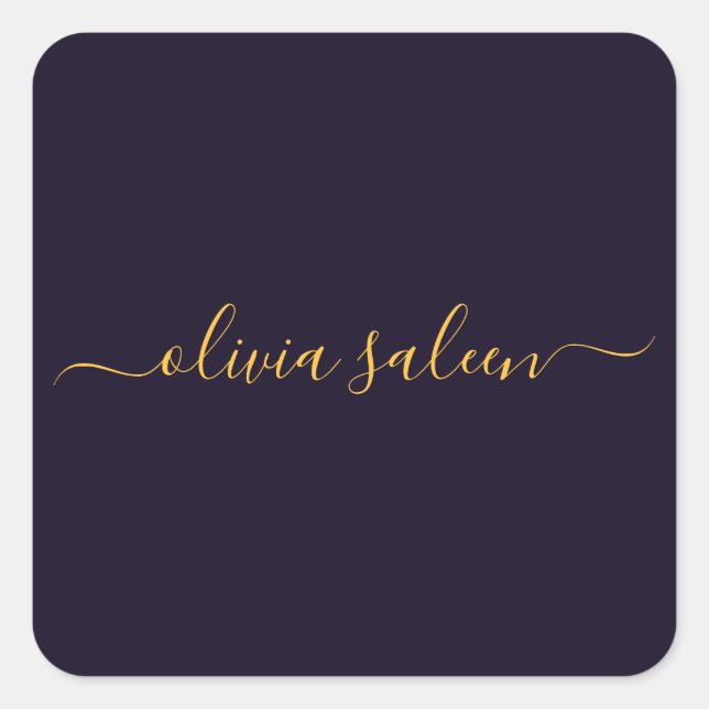 Gloden black  personalised  square sticker (Front)