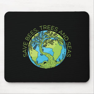 Glol Warming Earth Day Save Bees Trees And Seas Mouse Pad