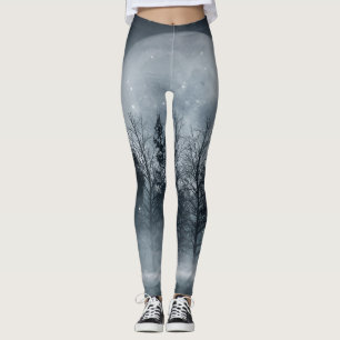 Gloomy Dark Forest: Moonlit Scene Leggings
