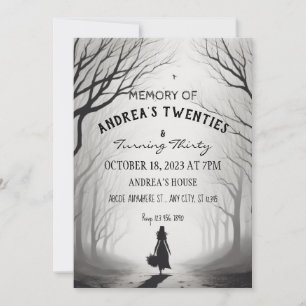 Gloomy foggy girl forest birthday halloween invitation