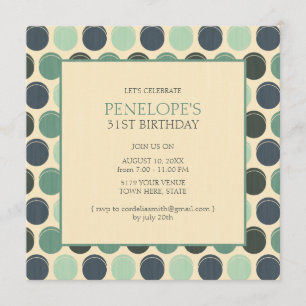 Gloomy Ocean Adult Polka Dot Birthday Invitations