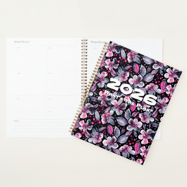 Gloria-Black,Gray,Pink Floral Customizable Planner (Display)