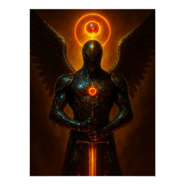 Gloria futuristic angels with sword poster (Front)