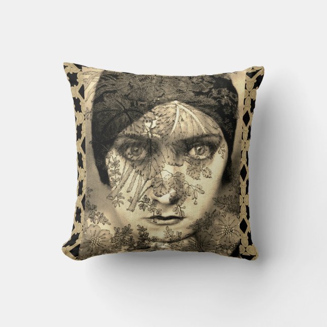 Gloria Swanson With Lace Accent Pillow (Front)