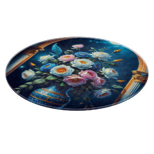 Glorious Floral Bouquet Under A Moonlit Sky Cutting Board