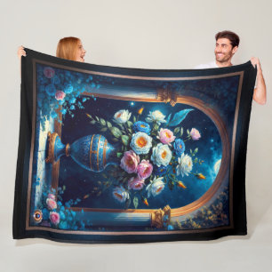 Glorious Floral Bouquet Under A Moonlit Sky Fleece Blanket