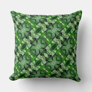 Glorious Green Abstract Pattern Throw Pillow