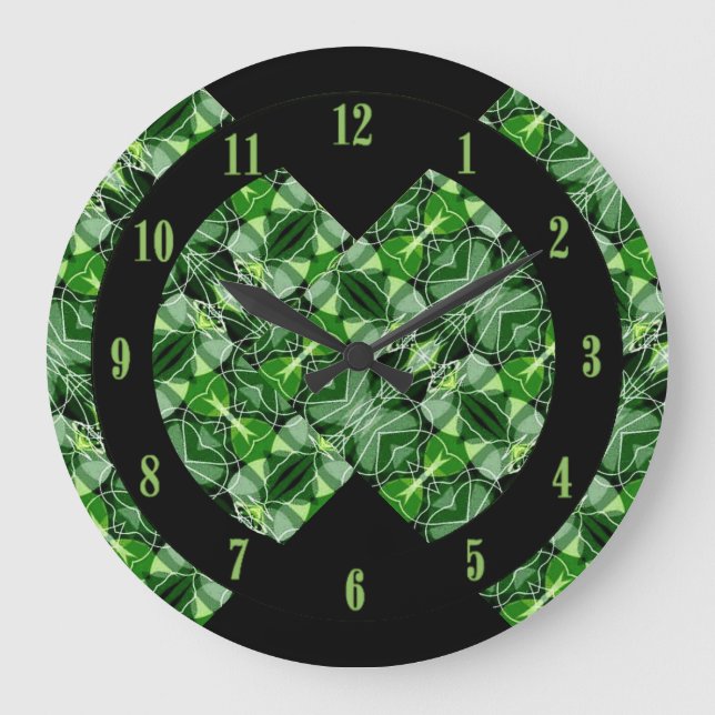 Glorious Green Abstract Pattern Wall Clock (Front)