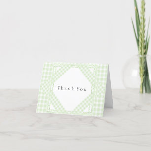 Glorious Green Gingham ThanK You Card
