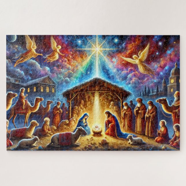 Glorious Nativity Scene Christmas Manger Story Jigsaw Puzzle (Horizontal)