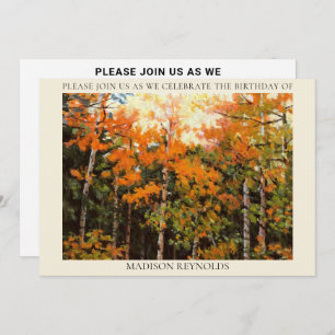 Glorious Orange Yellow Green Aspens Birthday Invitation