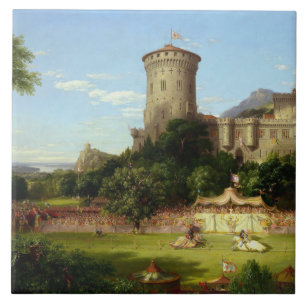 Glorious Past (Mediaeval Castle & Jousting Knights Ceramic Tile