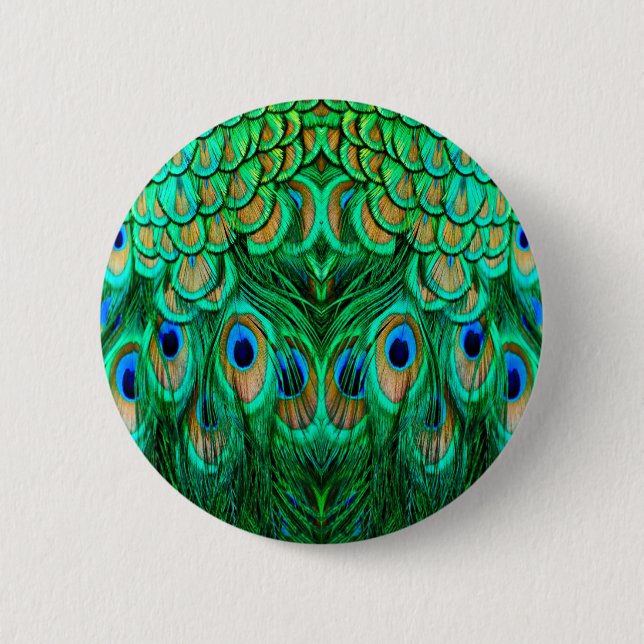 Glorious Peacock Feathers 6 Cm Round Badge (Front)