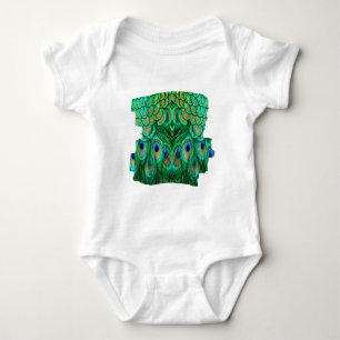 Glorious Peacock Feathers Baby Bodysuit