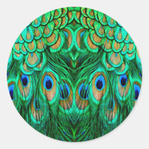 Glorious Peacock Feathers Classic Round Sticker