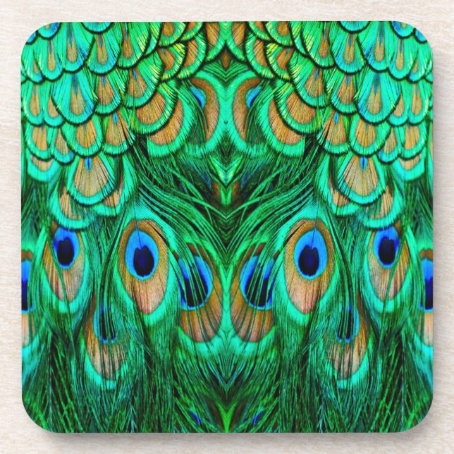 Glorious Peacock Feathers Coaster (Front)