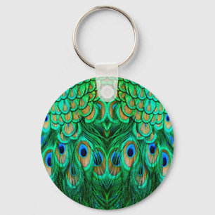 Glorious Peacock Feathers Key Ring