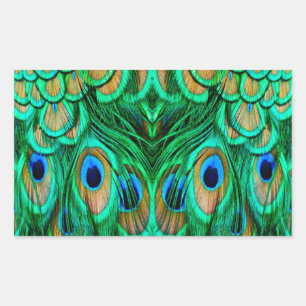 Glorious Peacock Feathers Rectangular Sticker