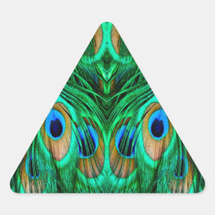 Glorious Peacock Feathers Triangle Sticker