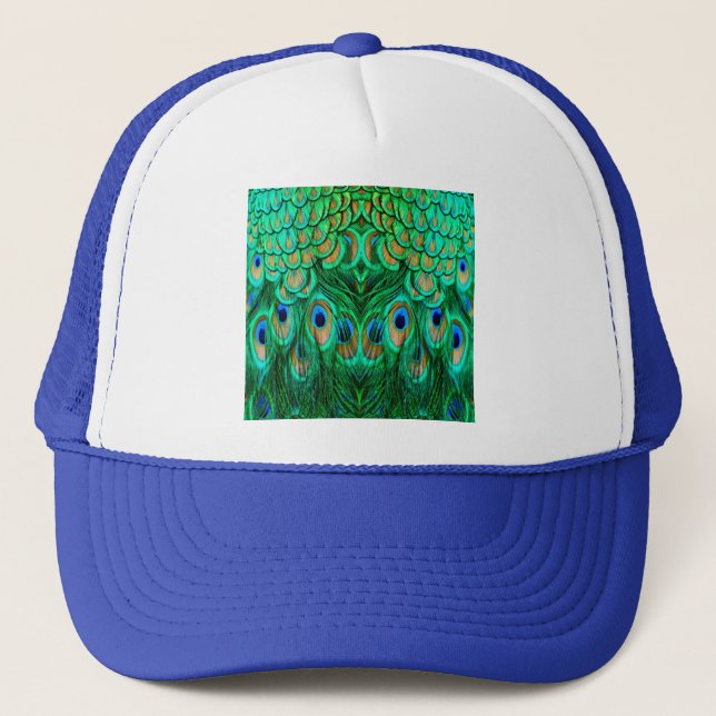 Glorious Peacock Feathers Trucker Hat (Front)