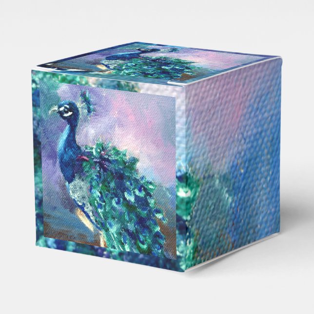 Glorious Peacock II Favour Box (Front Side)