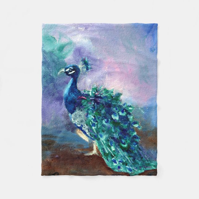 Glorious Peacock II Fleece Blanket (Front)