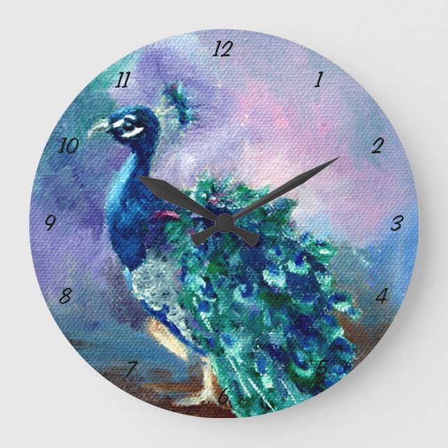 Glorious Peacock II Large Clock (Front)